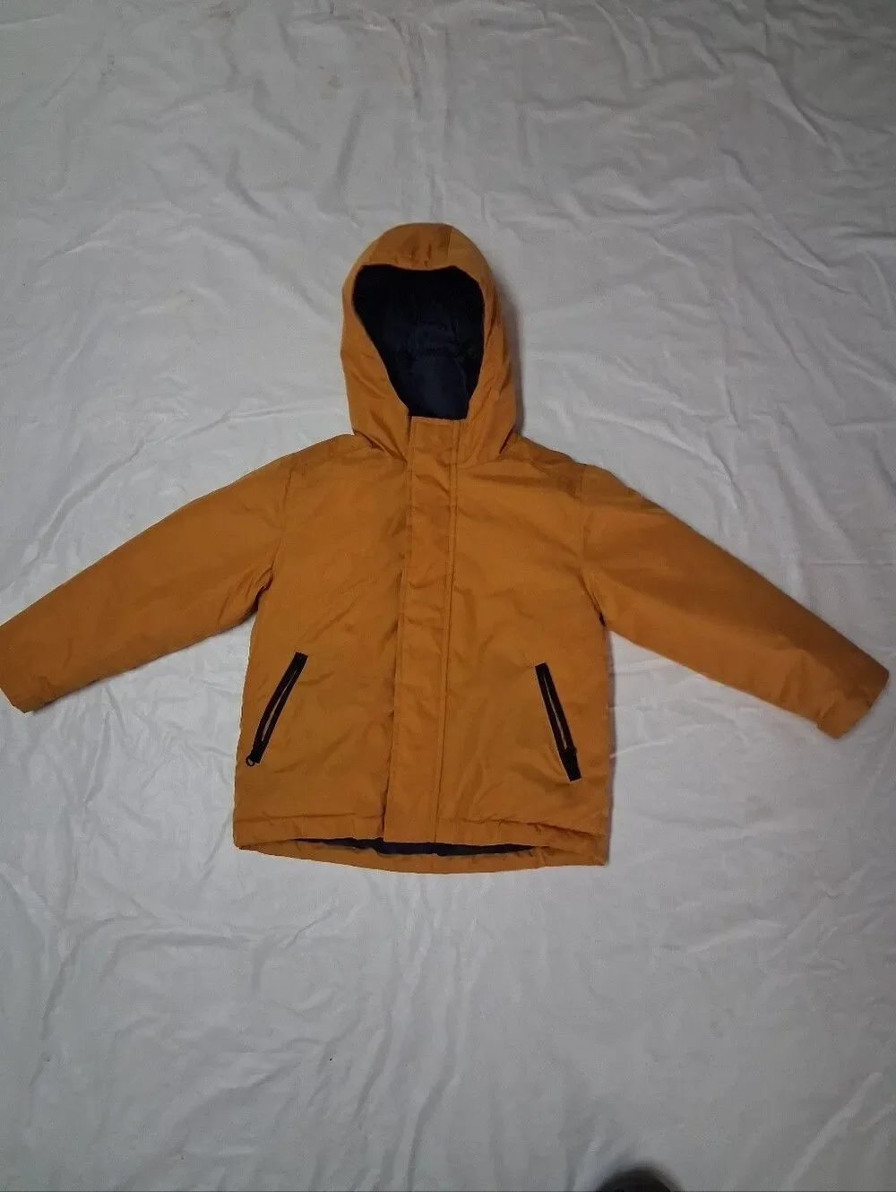 Old Navy Hooded Puffer Jacket - Mustard Yellow Little Boy's Size XS (5)